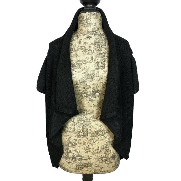 Rosemary Hallgarten Alpaca Sweater Open Front Waterfall Black Size M /One Size - Picture 1 of 16